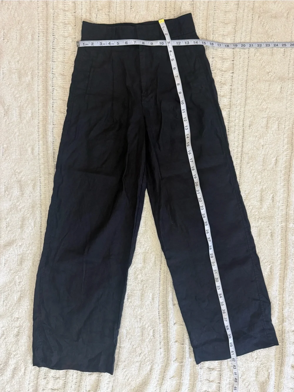 Everlane The Linen Way-High Drape Pant Black 100% European Flax Linen Size 0